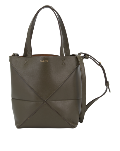 Mini Puzzle Fold Tote, &pound;650, Handbags, Taupe, Leather, Front view